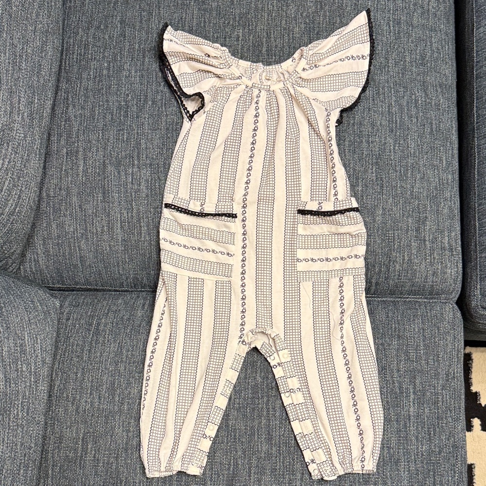 Jessica Simpson Striped Cream and Black Kids Romper